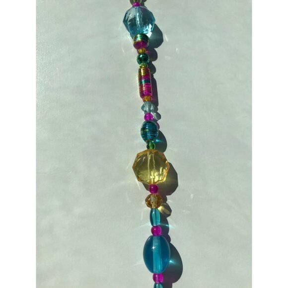 Beaded Suncatcher Yellow Pink Blue Crystal Prism Hanging Patio Decor Yard Art - Picture 5 of 7